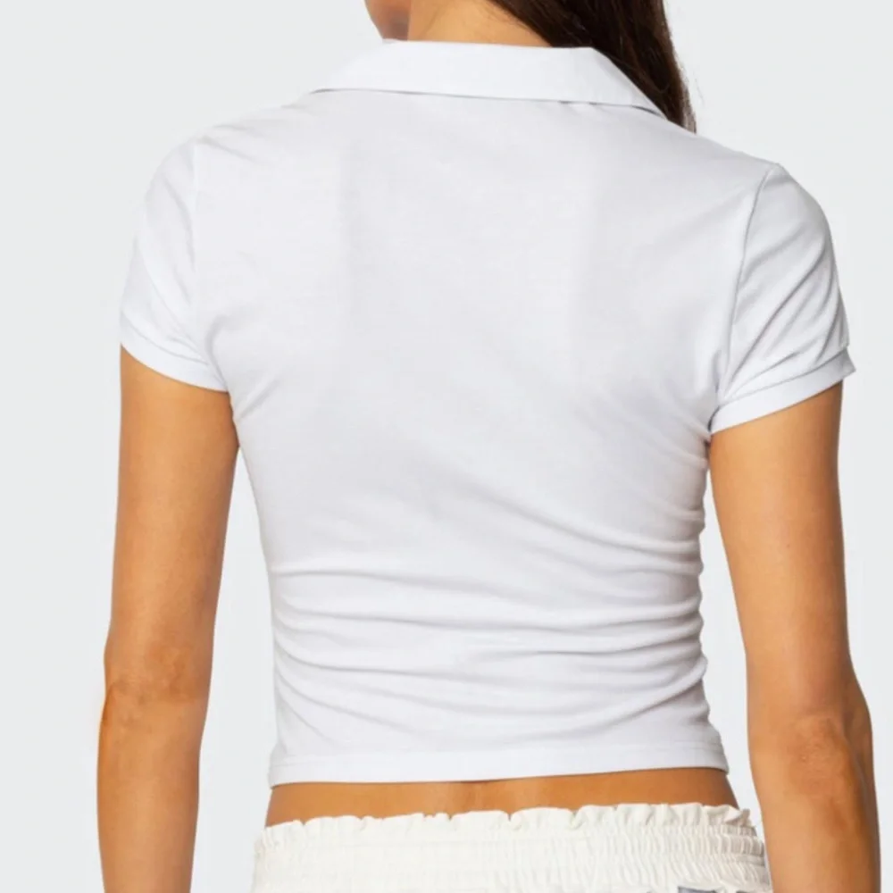 NWT PacSun Edikted White Polo Style Crop Top - Picture 4 of 6